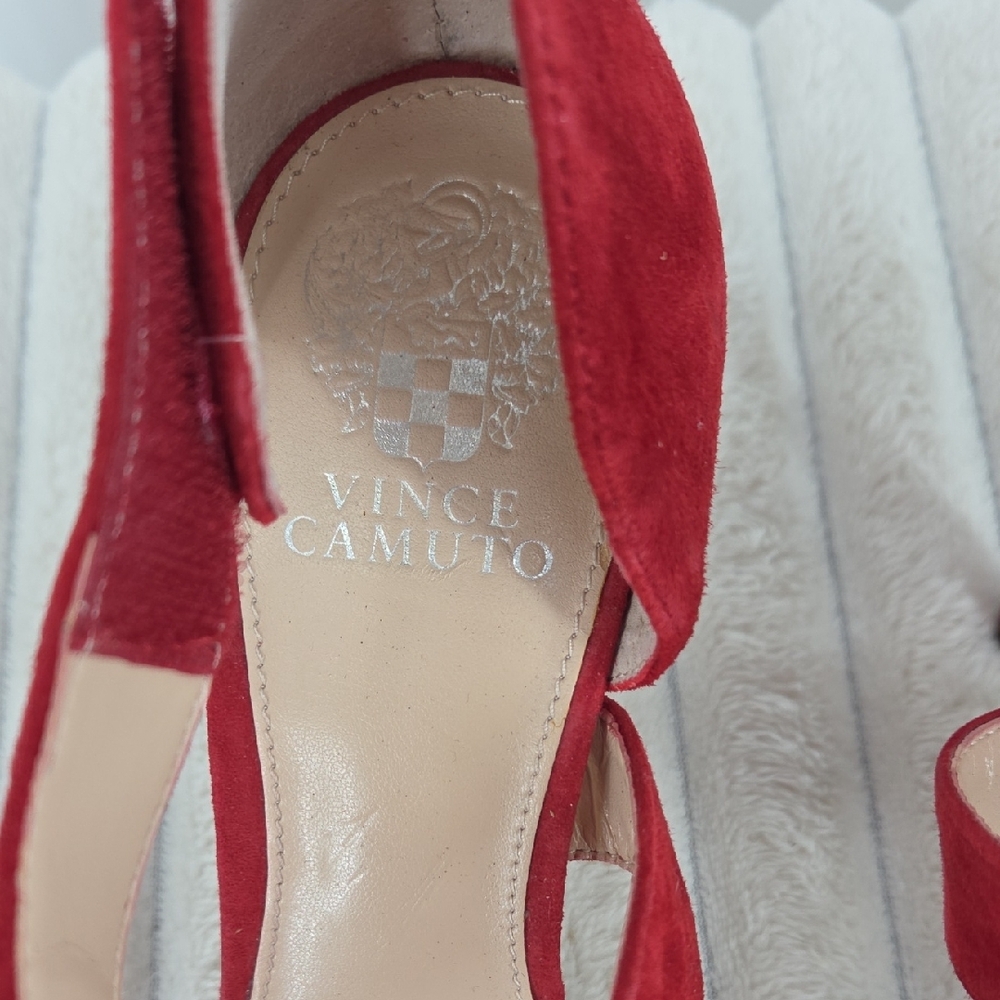 Vince Camuto Red Suede Heels - Picture 2 of 9